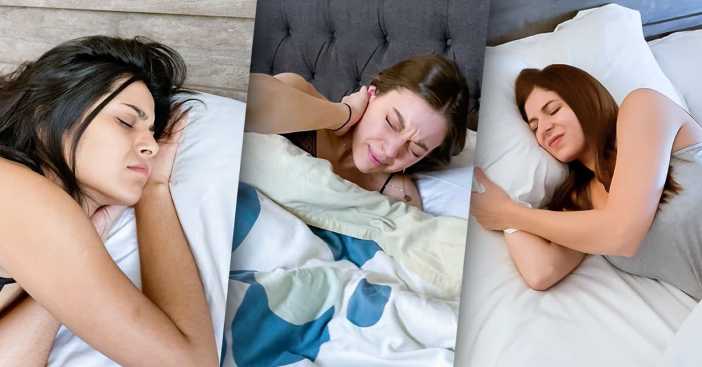 collage of women suffering because of wrong pillows