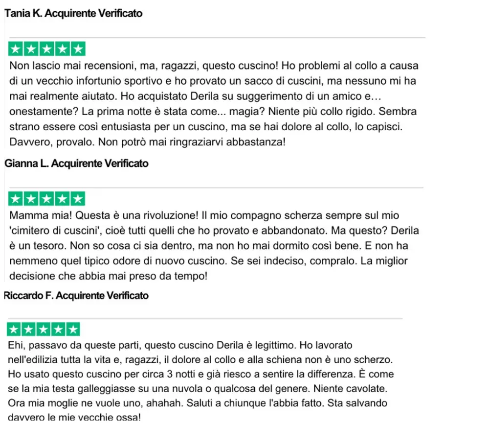 Derila real testimonials