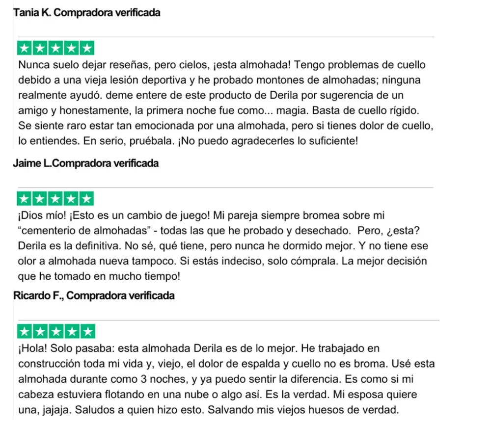Derila real testimonials