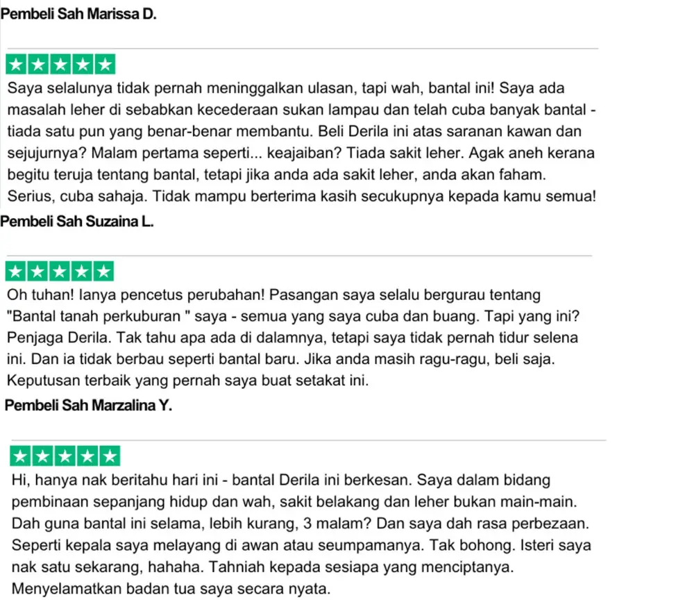 Derila real testimonials