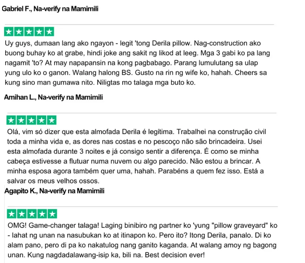Derila real testimonials